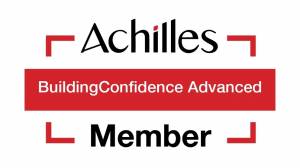 Achilles logo with "BuildingConfidence Advanced Member" text.