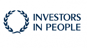 Logo of "Investors in People" with a laurel wreath.